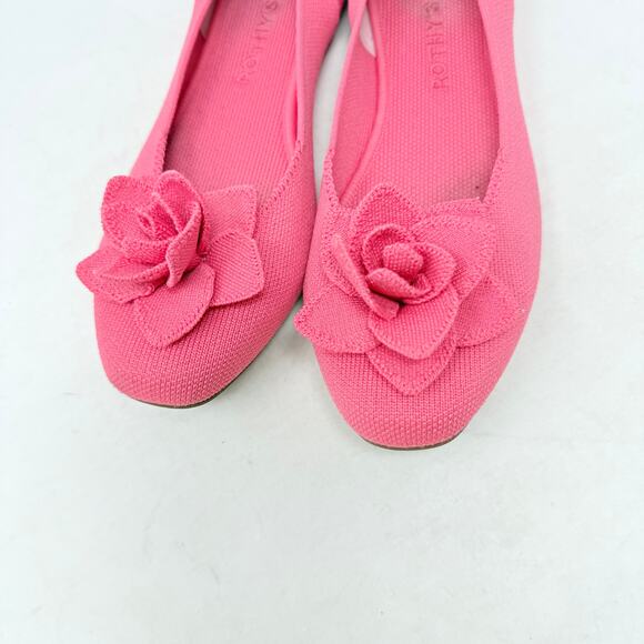 Rothy’s Pink Rose Flower Flats Knit Ballet Shoes Women’s Size 9 - Picture 2 of 10